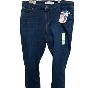 NWT Signature by Levi Strauss Women's Dark Blue Mid Rise‎ Slim Jeans W35 L32